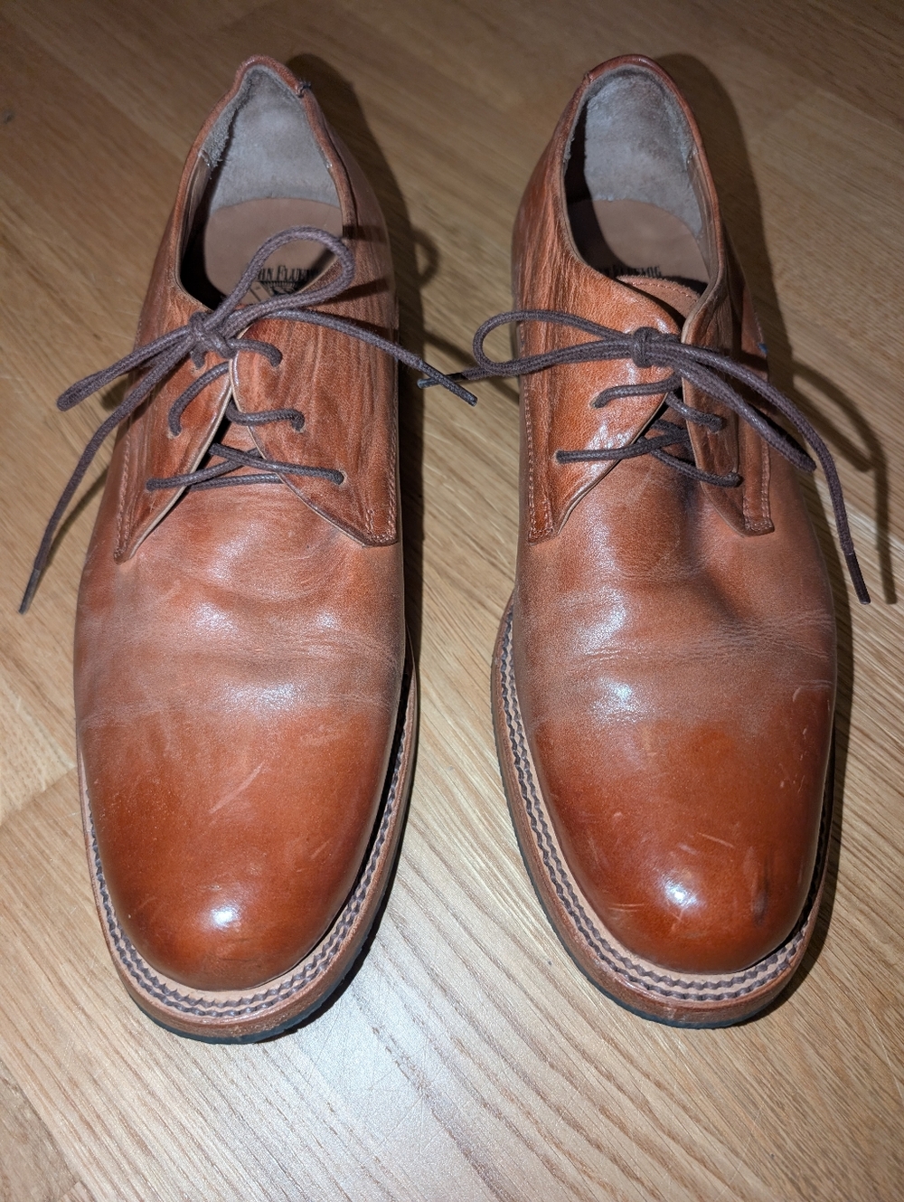 John Fluevog Chestnut Leather Derby Shoes